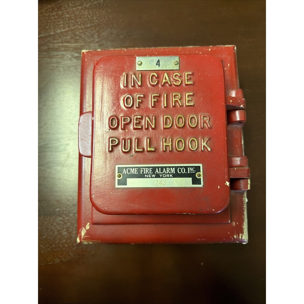 Vintage Acme Fire Alarm Co Inc Pull Hook Station Red Metal Box 1243 Decor Repair